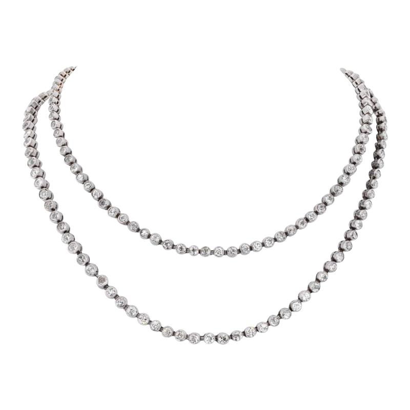 PLATINUM 30 CARATS OLD CUT DIAMOND CHAIN NECKLACE