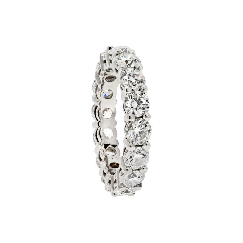 PLATINUM 4 00CTTW ROUND CUT DIAMOND SHARED PRONG ETERNITY BAND