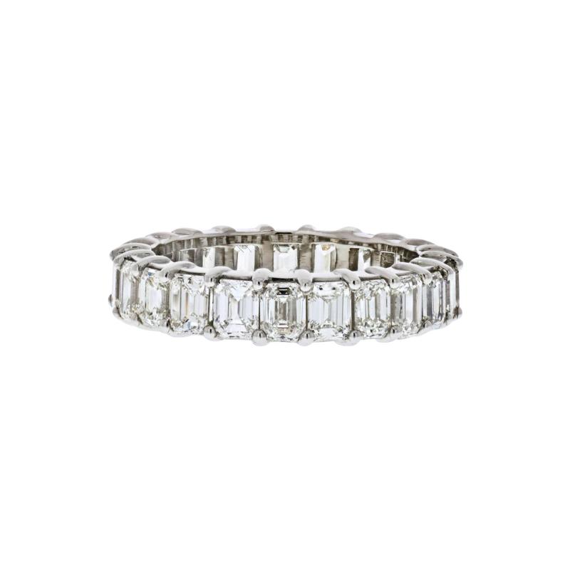 PLATINUM 6 CARAT EMERALD CUT DIAMOND ETERNITY BAND