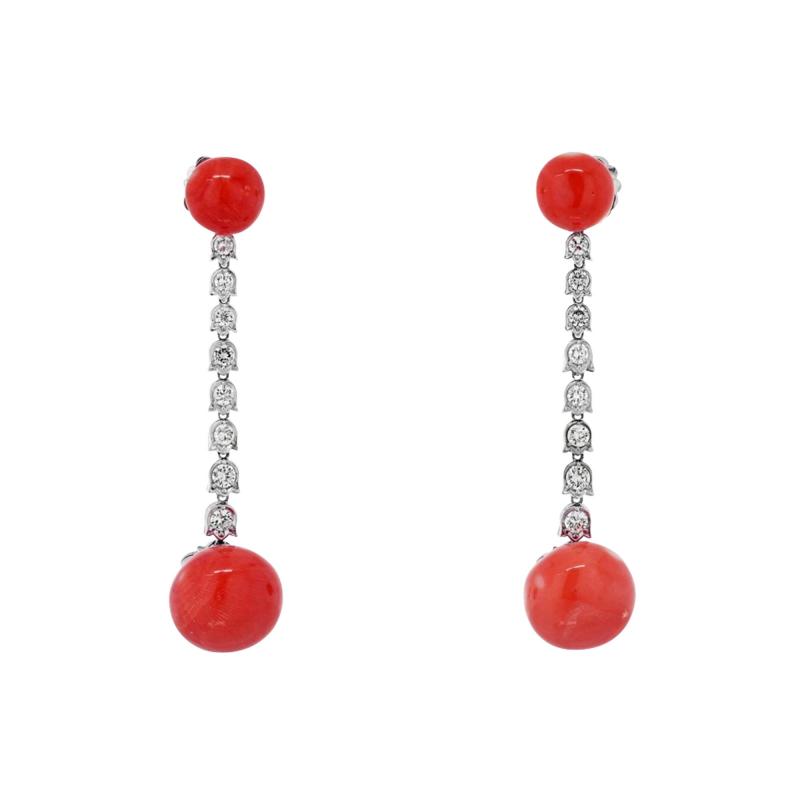 PLATINUM CORAL DIAMOND DROP EARRINGS