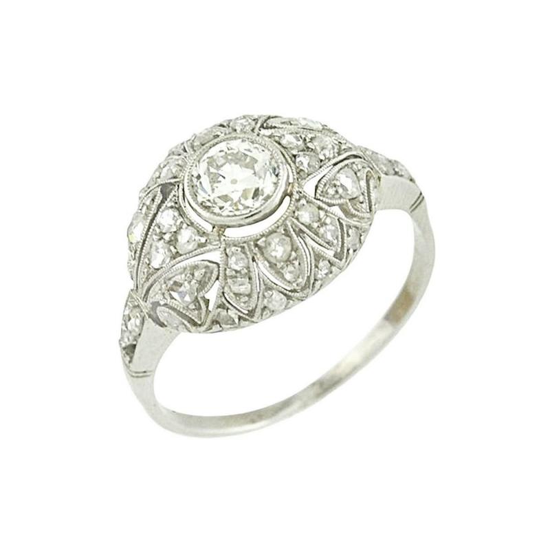 PLATINUM DIAMOND EDWARDIAN FILIGREE ENGAGMENT RING