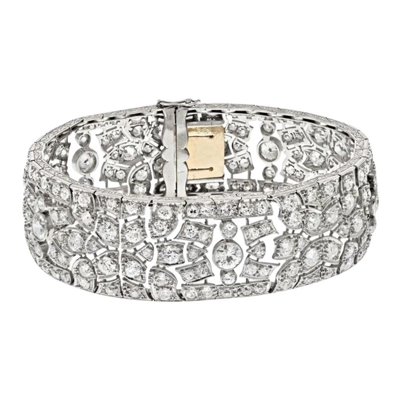 PLATINUM FRENCH DECO OLD CUT DIAMOND 30 00CTTW BRACELET