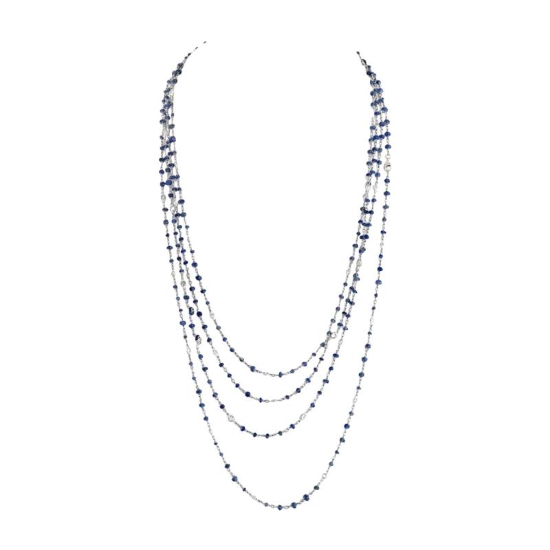 PLATINUM SAPPHIRE AND DIAMOND BY THE YARD 80 INCH CHAIN NECKLACE