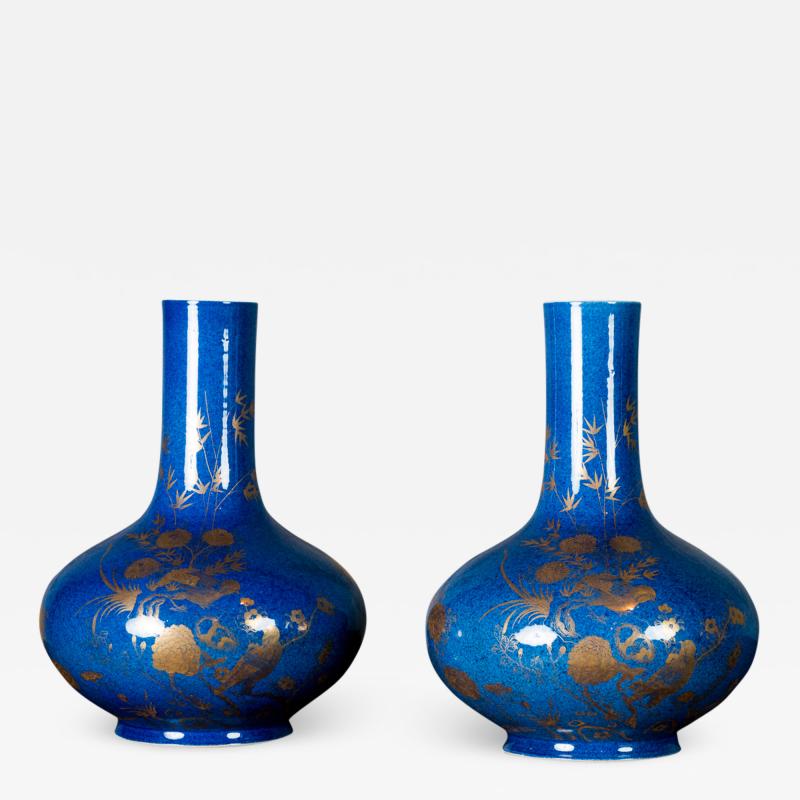 POWDER BLUE CHINESE VASES