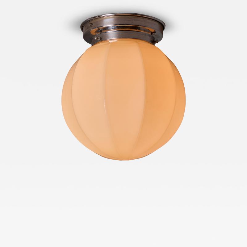 Paavo Tynell 1940s Finnish Geometric Glass and Metal Lamp in the Manner of Paavo Tynell