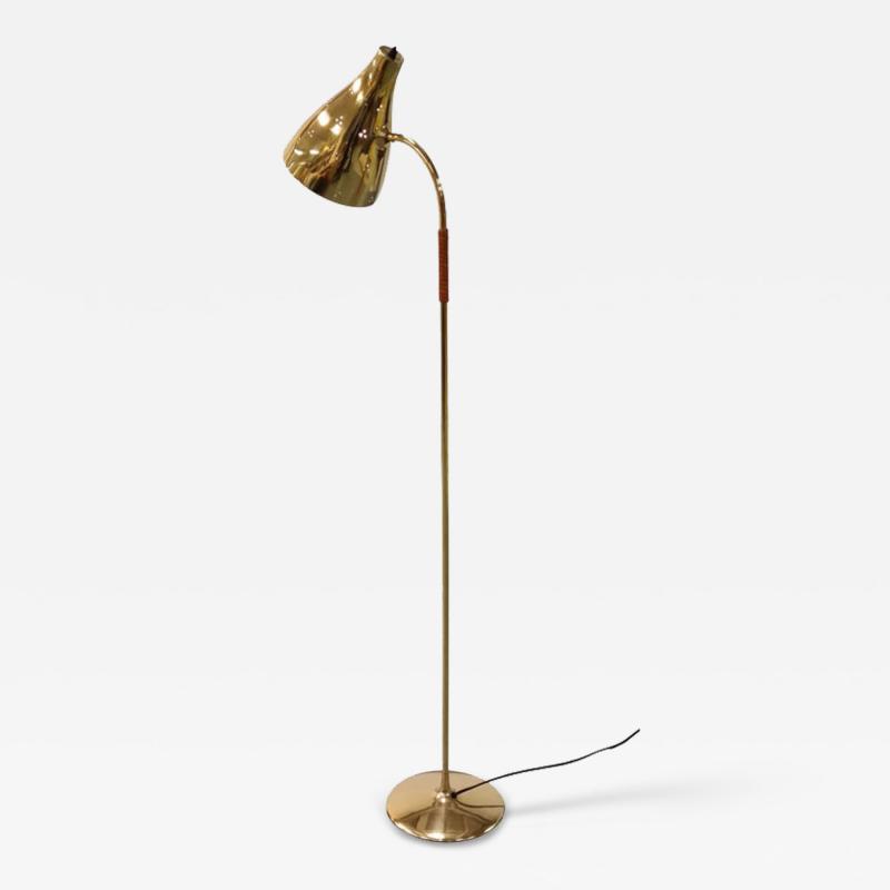 Paavo Tynell A Paavo Tynell Perforated Brass and Leather Floor Lamp Model 9607 Taito 1950s