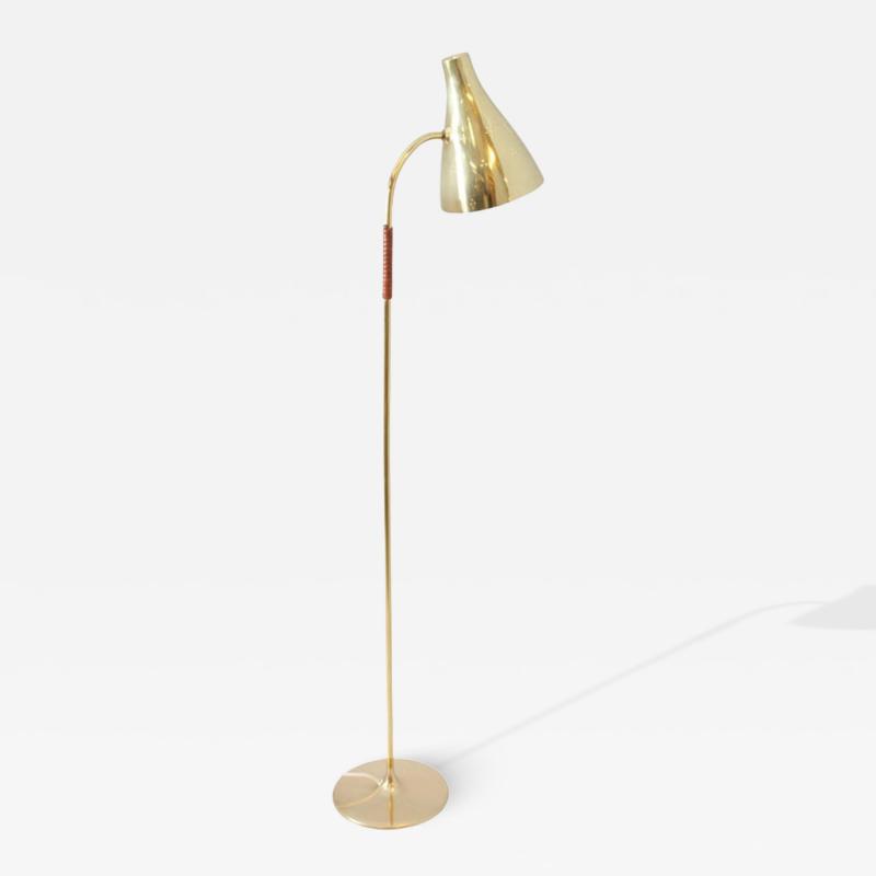 Paavo Tynell A Paavo Tynell Perforated Brass and Leather Floor Lamp Model 9607 Taito 1950s