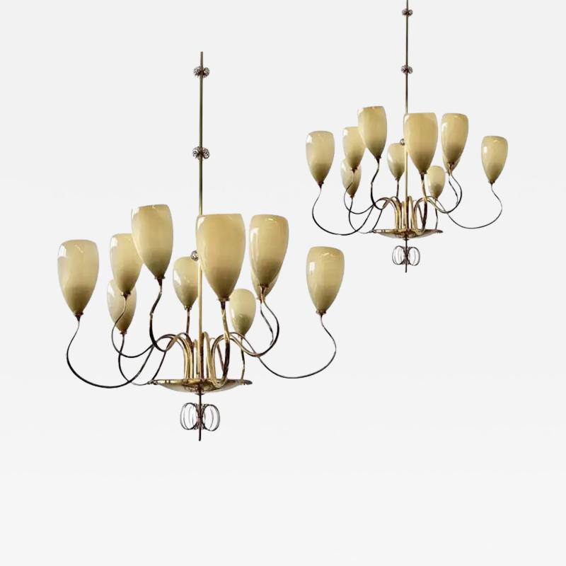 Paavo Tynell A pair of large 10 Lights Chandelier by Paavo Tynell for Idman Oy