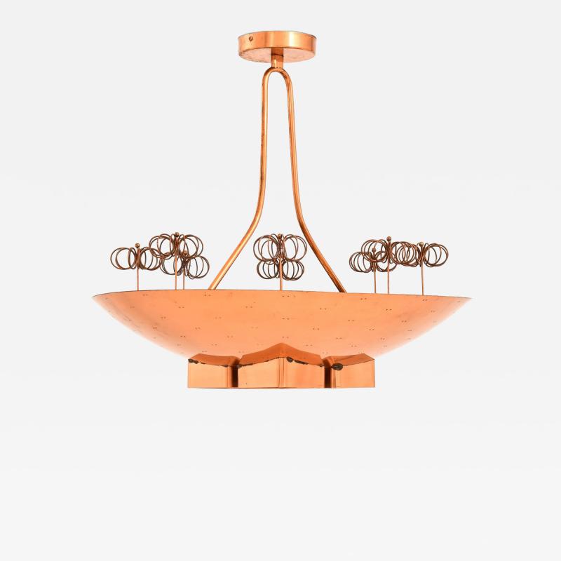 Paavo Tynell Ceiling Lamp in Copper and Brass by Paavo Tynell 1940s Taito Oy