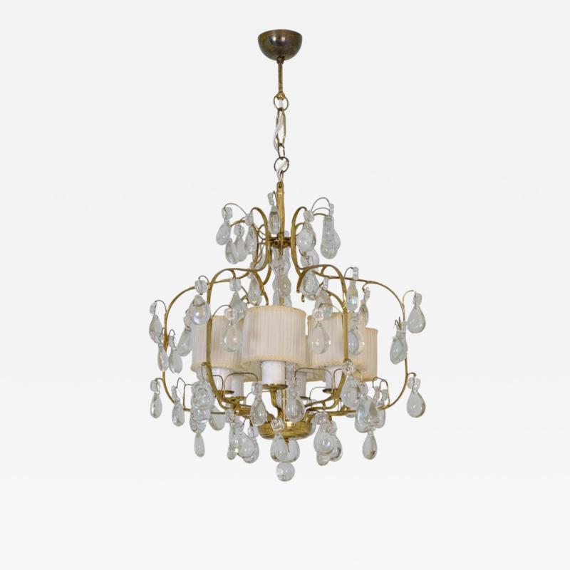 Paavo Tynell Classic Paavo Tynell Crystal Brass Chandelier Model 1487 Taito 1940s