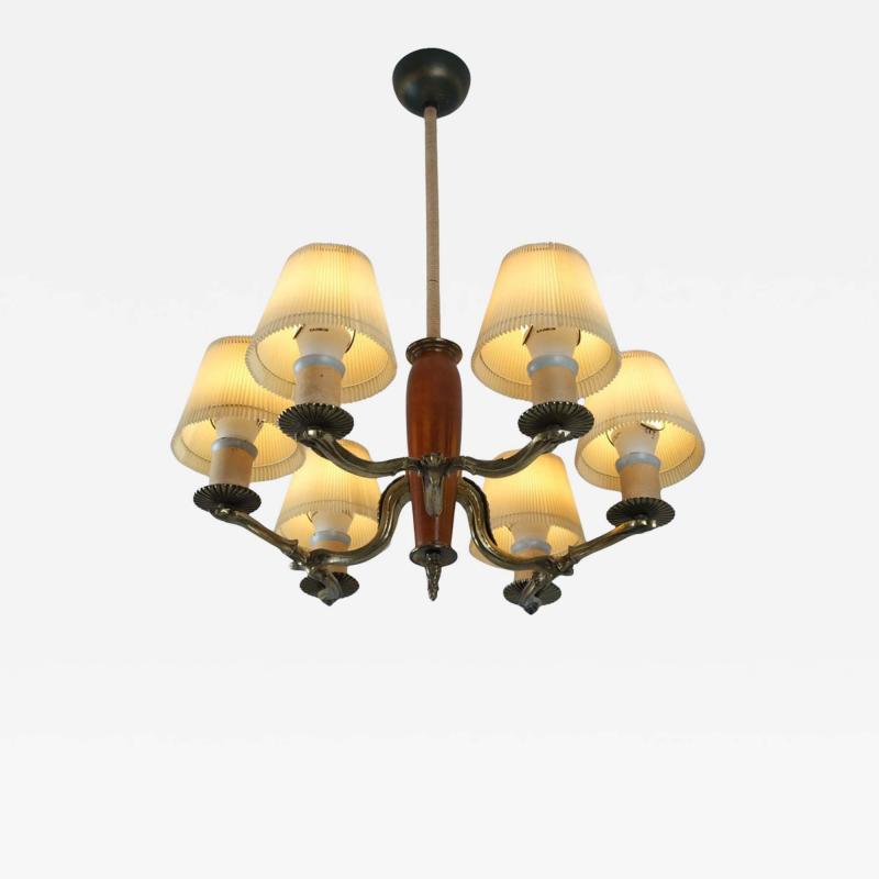 Paavo Tynell Classical Paavo Tynell Pendant Model 1355 in Brass String Birch Taito 1930s