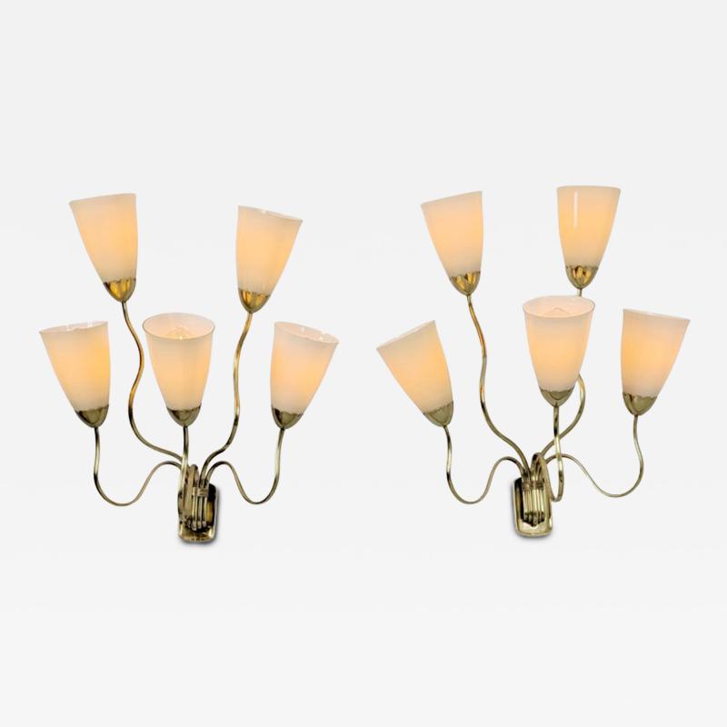 Paavo Tynell Important Pair of Paavo Tynell Wall Lamps for Kuusihokki Restaurant Taito 1940s