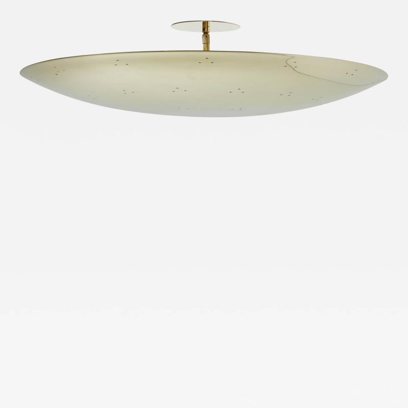 Paavo Tynell Large Two Enlighten Rey Perforated Polished Brass Dome Ceiling Lamp