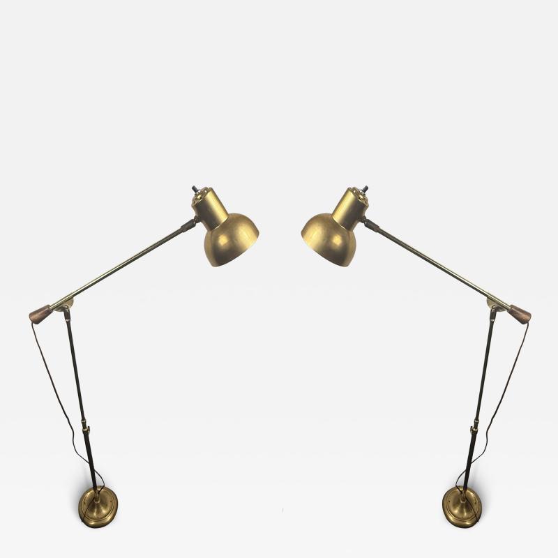 Paavo Tynell MID CENTURY ADJUSTABLE HEIGHT GOLDTONE FLOOR LAMPS