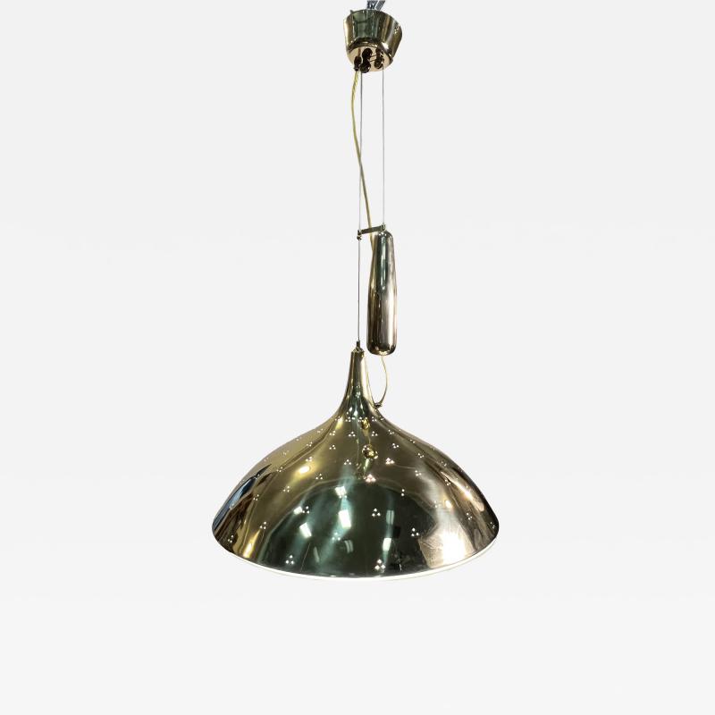 Paavo Tynell PAAVO TYNELL BRASS AND FROSTED GLASS PULLEY PENDANT WITH BRASS WEIGHT
