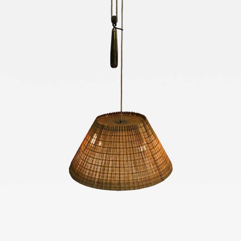 Paavo Tynell Paavo Tynell Adjustable Ceiling Lamp Model 1968 in Rattan Taito 1950s