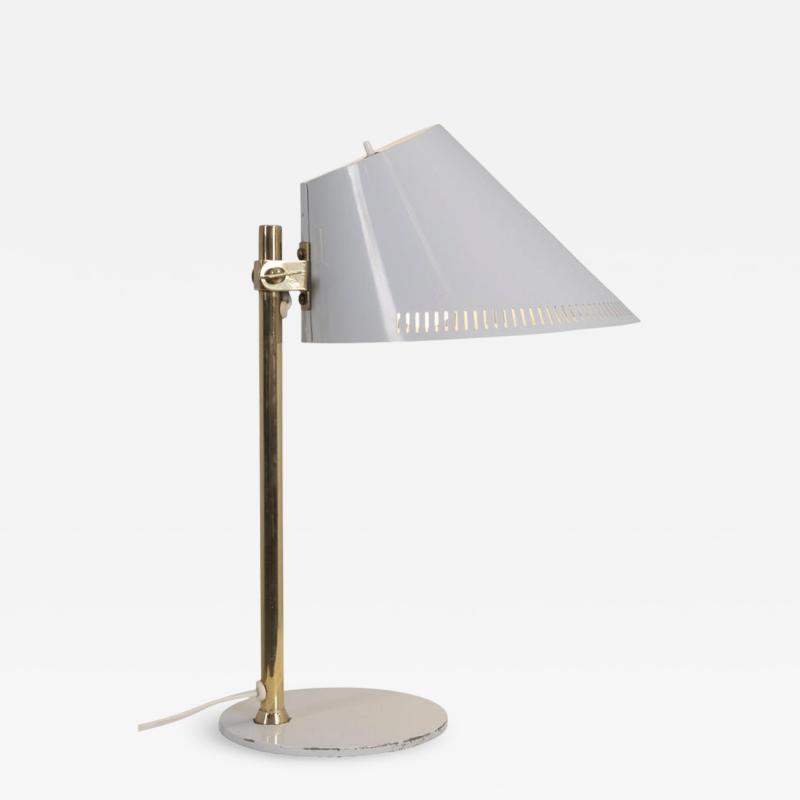 Paavo Tynell Paavo Tynell Adjustable Table Lamp Model 9227 in White and Brass Idman 1950s