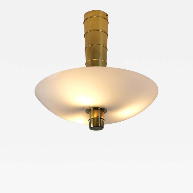 Paavo Tynell Paavo Tynell Ceiling Lamp Cannon Shell 9053 in Brass and Glass Idman 1950s