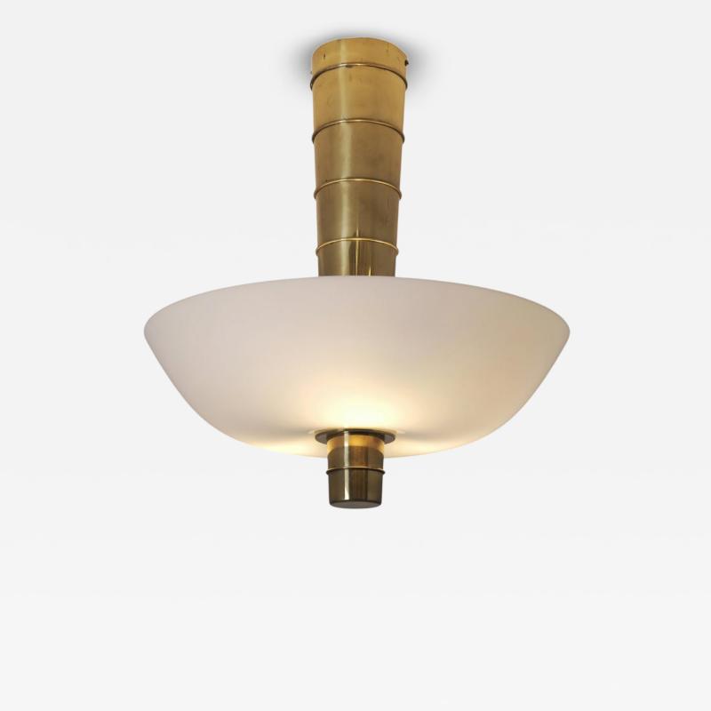 Paavo Tynell Paavo Tynell Ceiling Lamp Cannon Shell 9053 in Brass and Glass Idman 1950s