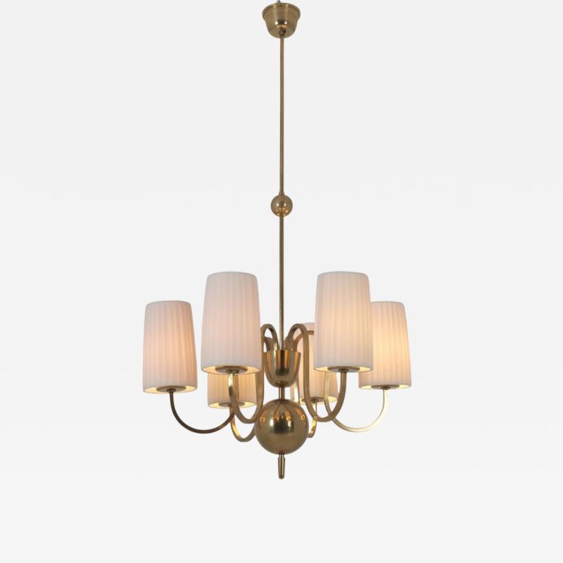 Paavo Tynell Paavo Tynell Commissioned Chandelier in Brass Fabric Taito 1940s