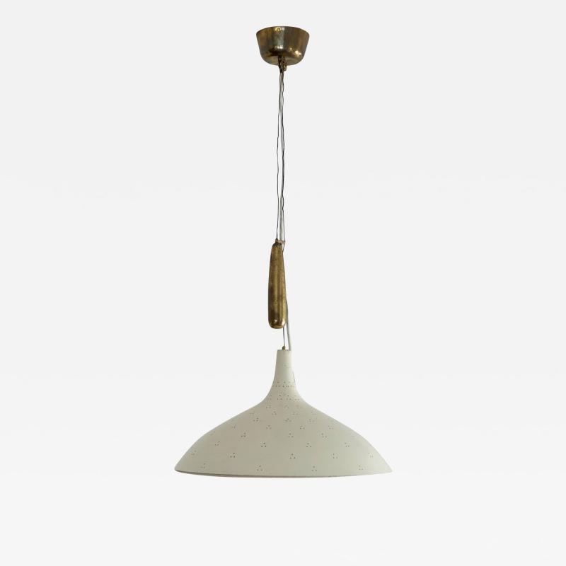 Paavo Tynell Paavo Tynell Counter Weight Chandelier in Brass and White in Original Condition