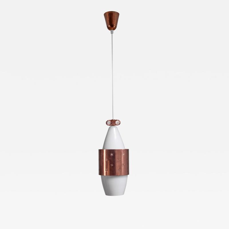 Paavo Tynell Paavo Tynell K2 12 Opaline Glass and Copper Pendant for Idman