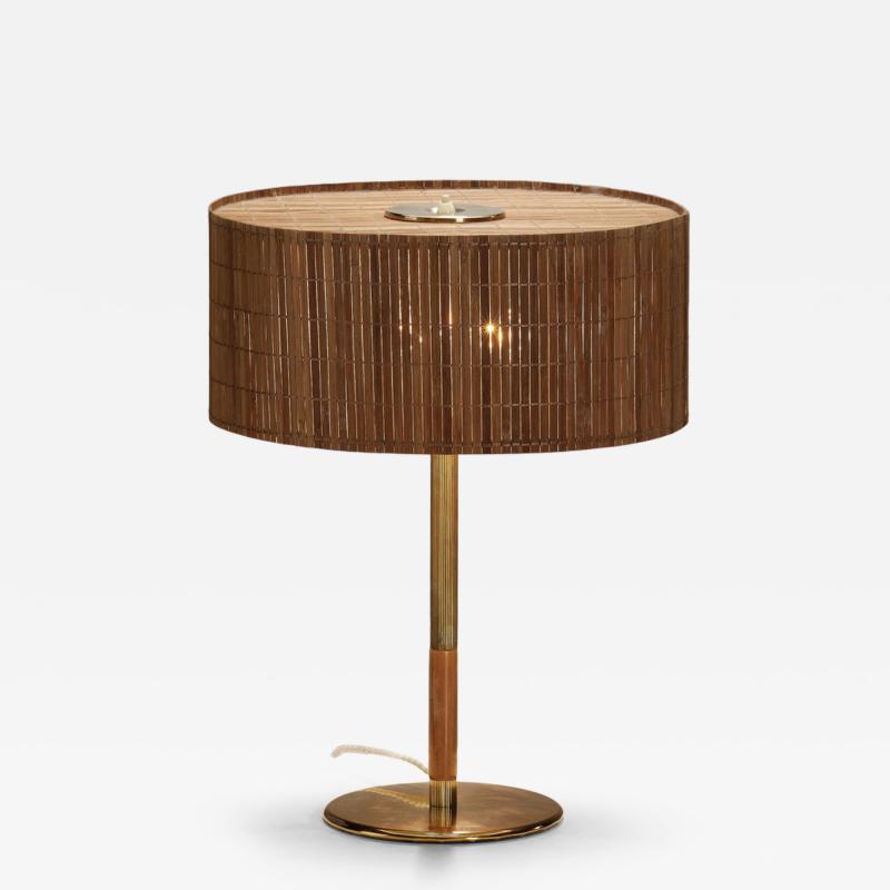 Paavo Tynell Paavo Tynell Model 9206 Brass and Wood Table Lamp for Taito Finland ca 1940s