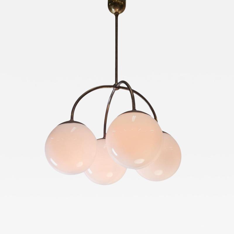 Paavo Tynell Paavo Tynell Snowberry Pendant Model 1314 Brass Opaline Glass Taito 1930s