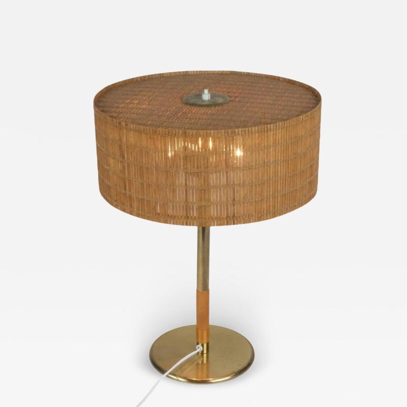 Paavo Tynell Paavo Tynell Table Lamp Model 5068 Brass Wood Rattan Taito 1950s