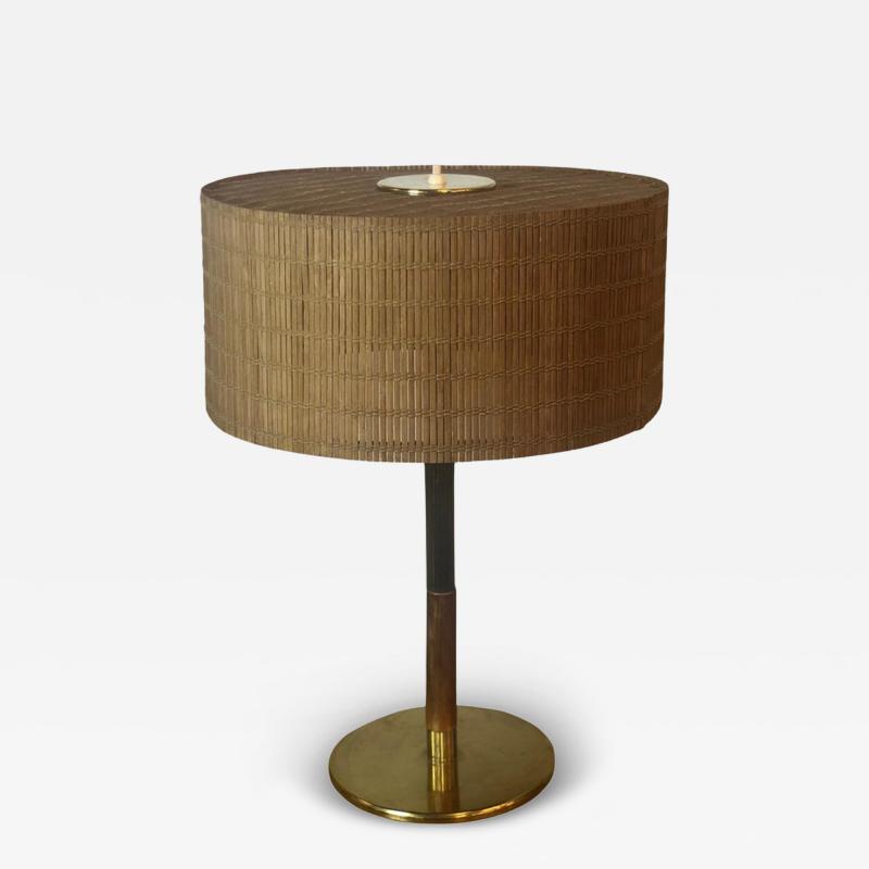 Paavo Tynell Paavo Tynell Table Lamp Model 5068 in Brass Birch and Rattan Taito 1950s