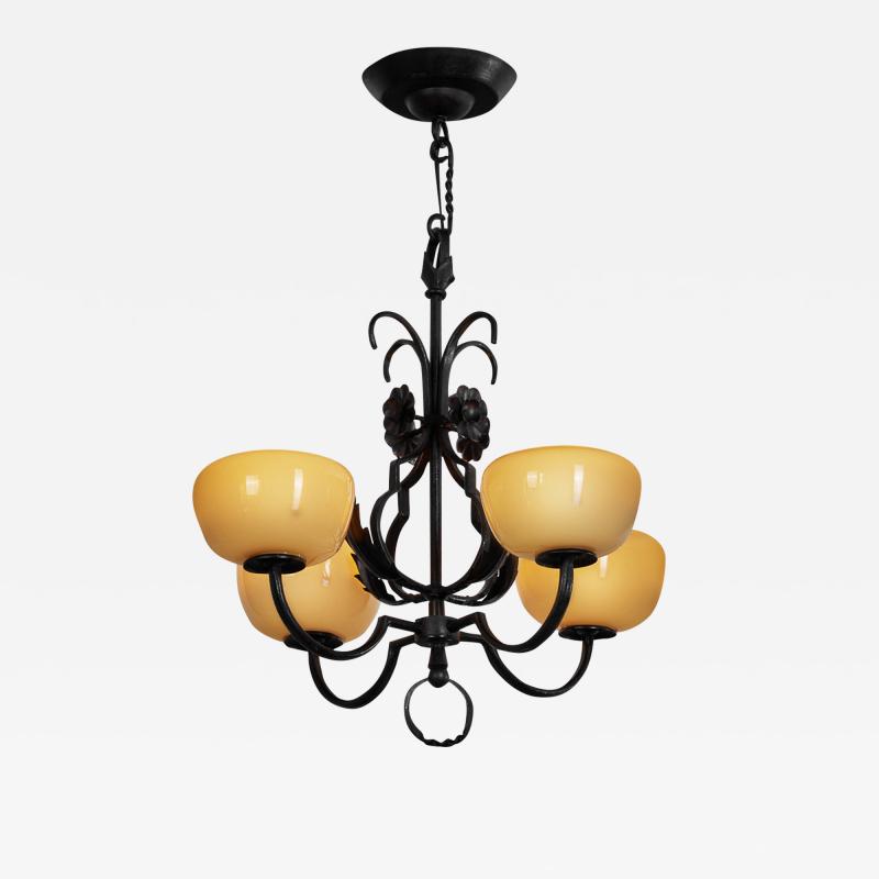 Paavo Tynell Paavo Tynell Wrought Iron 1709 Chandelier for Oy Taito AB Finland 1930s