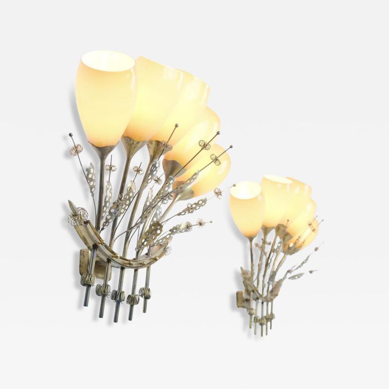 Paavo Tynell Pair of Impressive Large Paavo Tynell Commissioned Wall Lamps Taito c 1950s