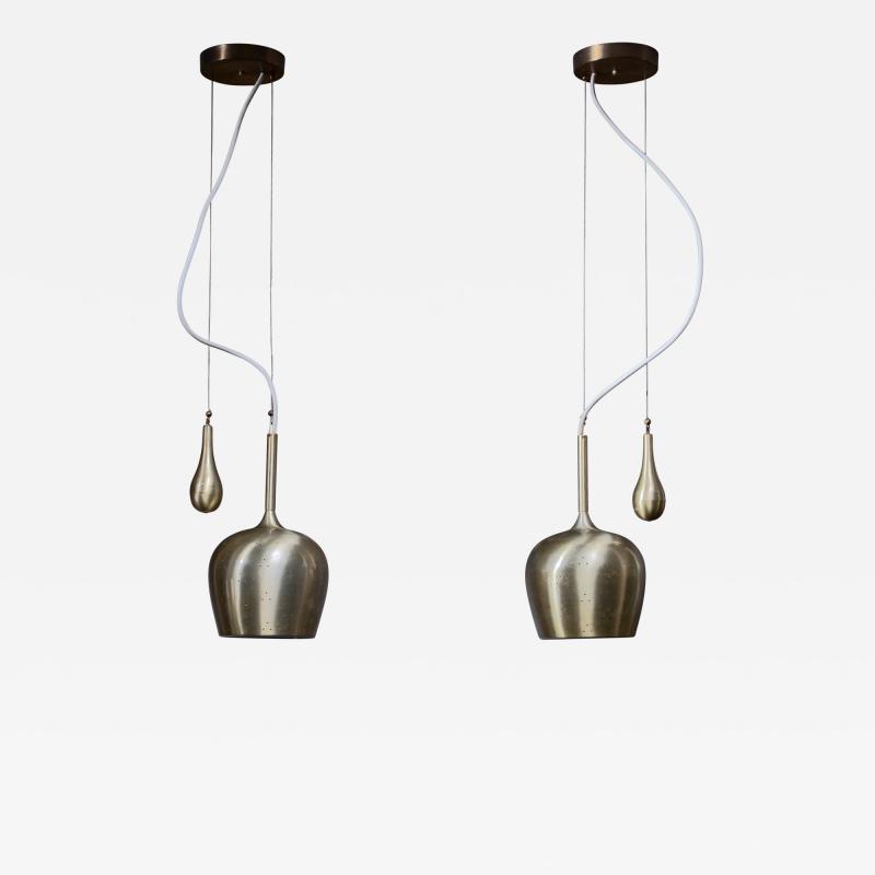 Paavo Tynell Pair of Paavo Tynell Bell Chandeliers with Counterweight