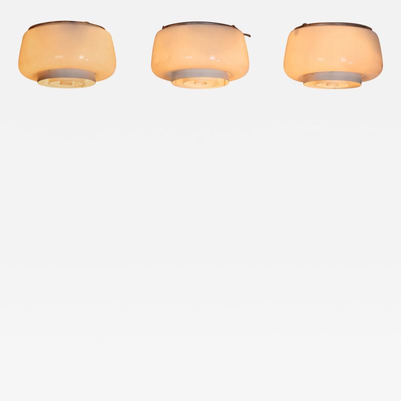 Paavo Tynell Three Paavo Tynell A2 8 Opal Glass Ceiling Lights for Idman Finland 1960s