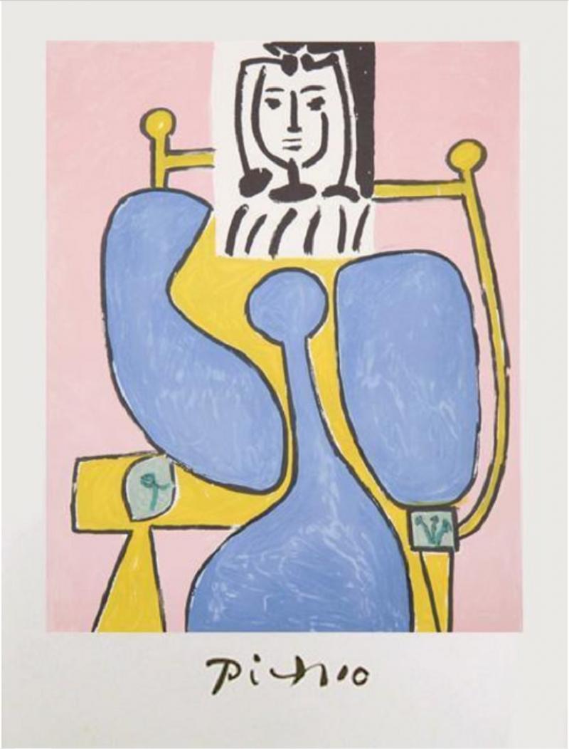 Pablo Picasso Femme Assise a la Robe Bleue