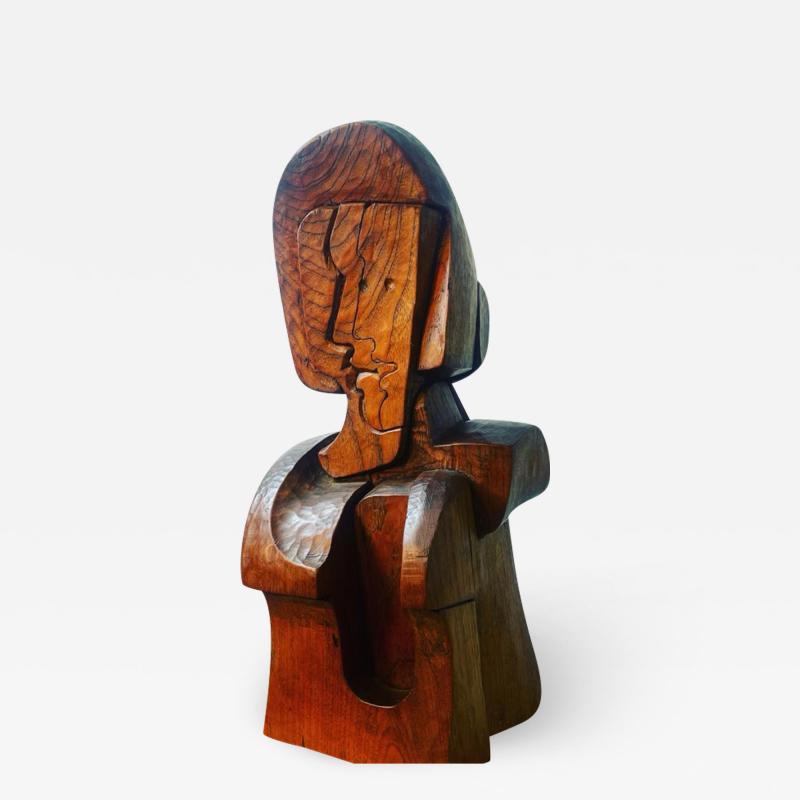 Pablo Picasso MID CENTURY CARVED WOOD CUBIST FIGURE SCULPTURE