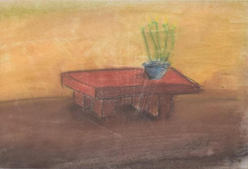Pablo Romo Pastel Paper Drawing Table Still Life by P Romo