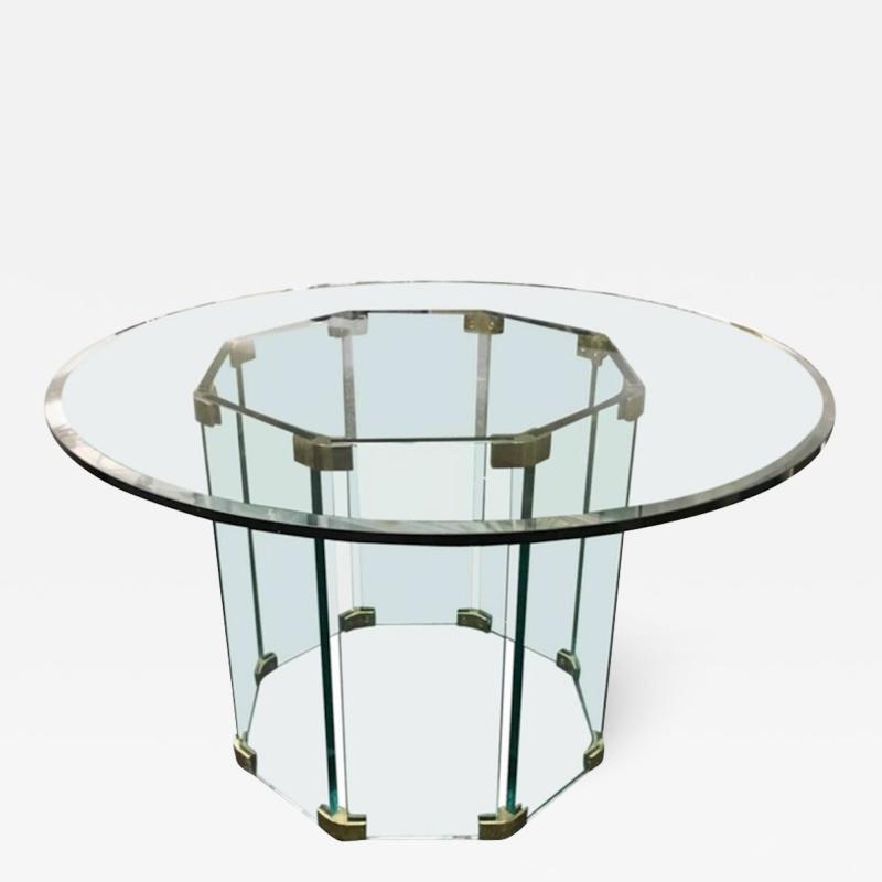 Pace Collection Round Top Glass Dining Table