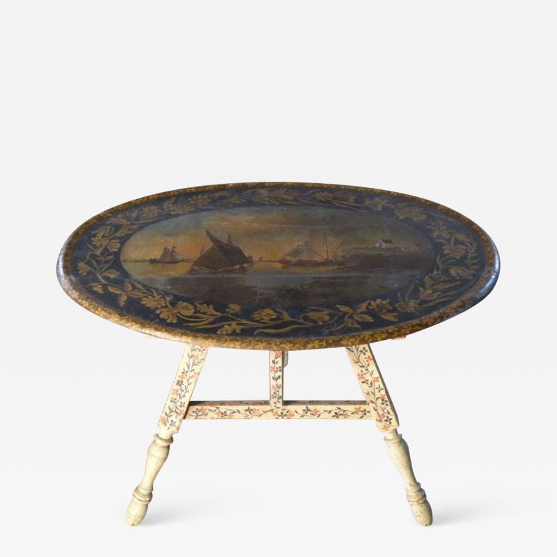 Painted 18th century Dutch Oval Hindeloopen Table