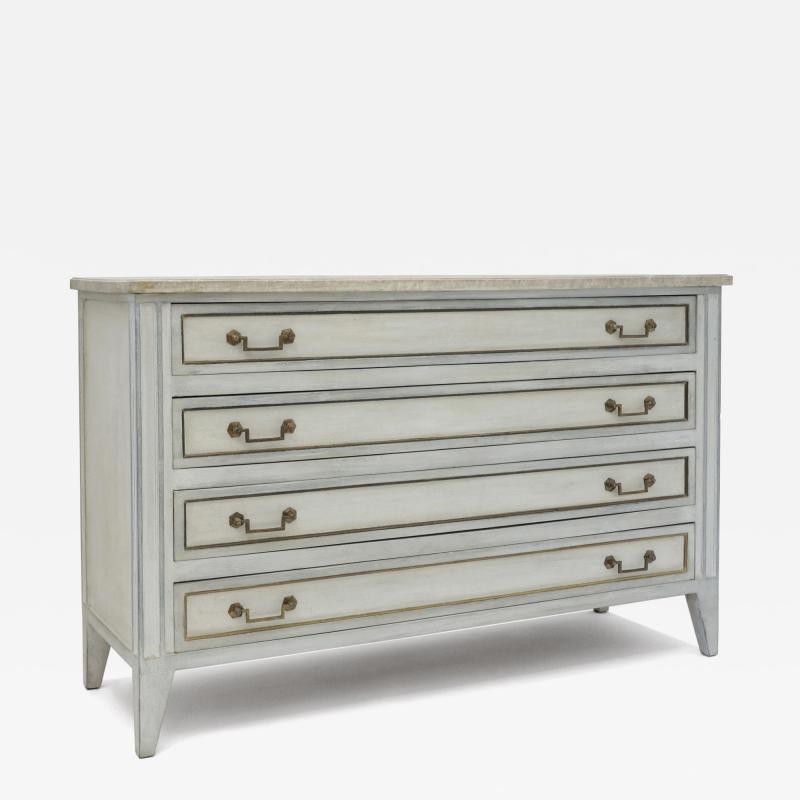 Painted Blue Gray Louis XVI Style Commode