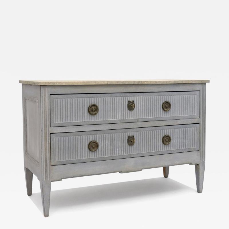 Painted Blue Gray Two Drawer Commode
