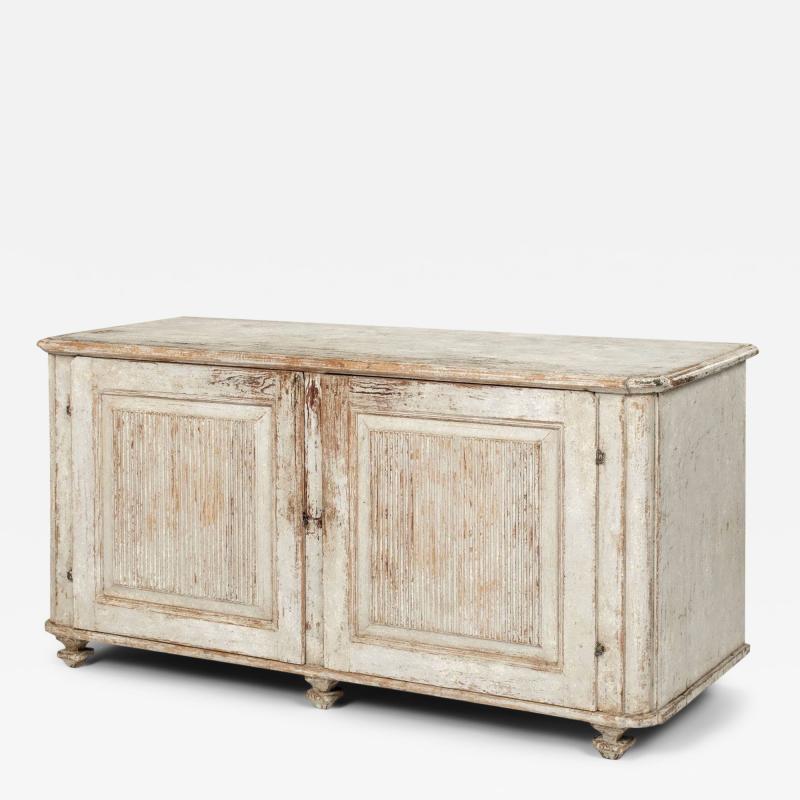 Painted Gustavian Buffet with Reeded Paneled Doors