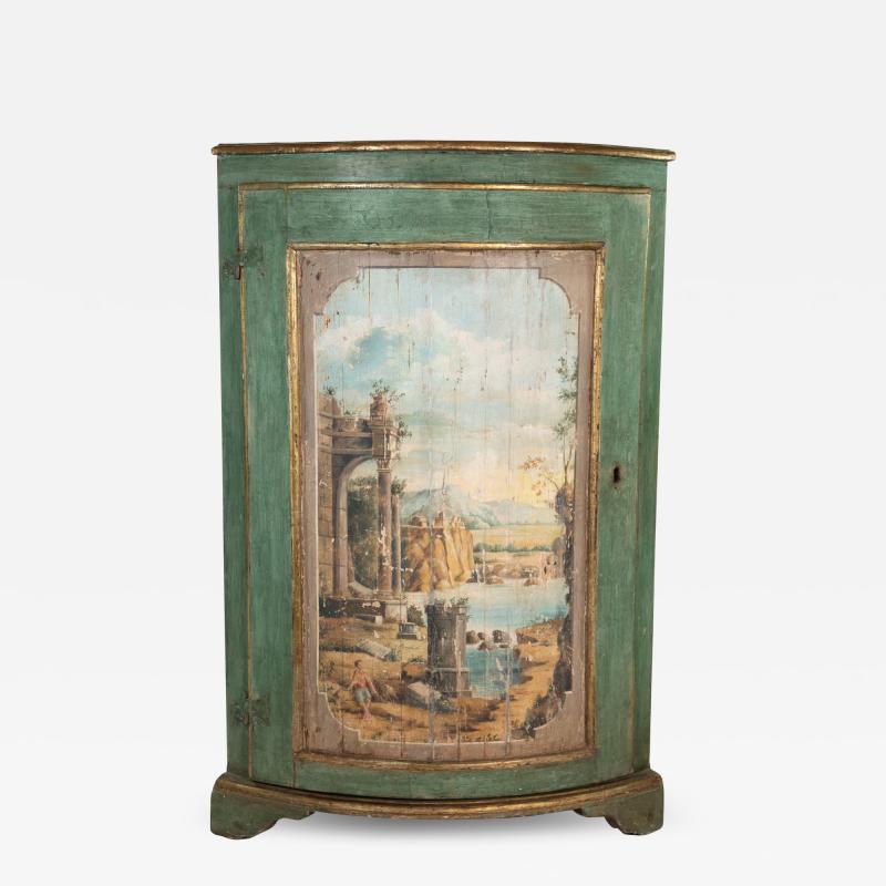 Painted Italian Bowfront Corner Cupboard Circa 1780 