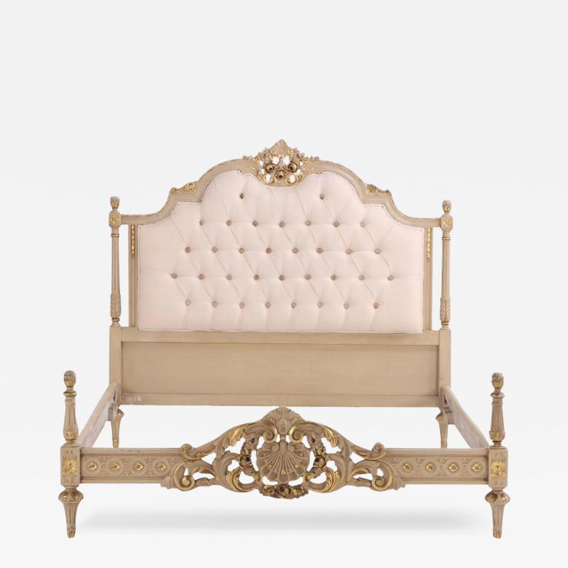 Painted carved and giltwood bed in the Louis XV style C 1950 