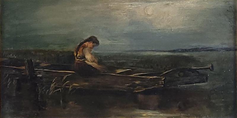 Painting of Girl in Boat circa 1880