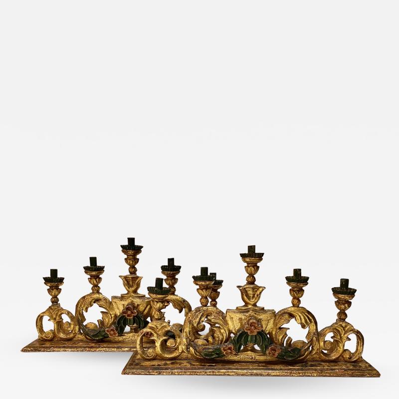 Pair 18th Century Spanish Colonial Altar Candelabra