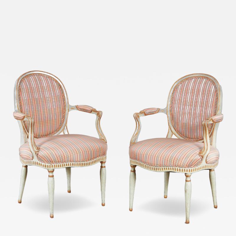 Pair 18th c English Armchairs