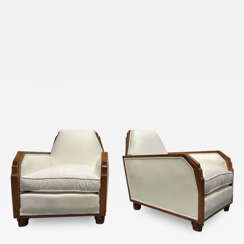 Pair 1940s French Art Deco Lounge Chairs