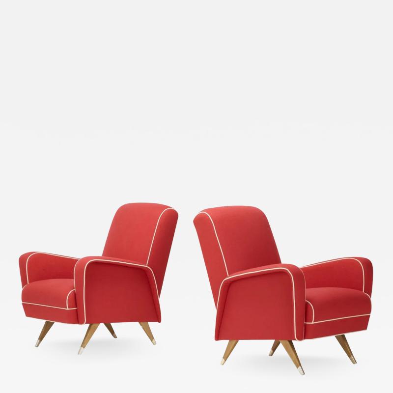 Pair 1950s Italian Lounge Chairs