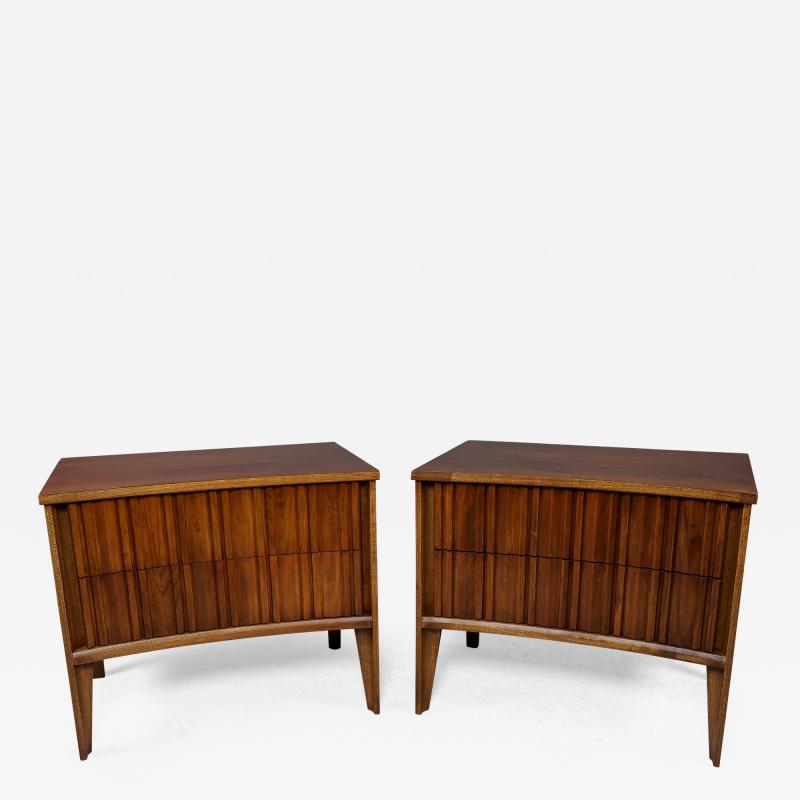 Pair 1970 Curved Walnut Nightstands by Strata for Unagusta USA